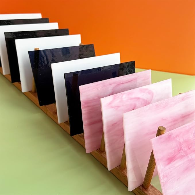 ILLUCKAI 12 Sheets Black + White +Pink Stained Glass Sheets, 4 x 6 inch Stained - Image 5