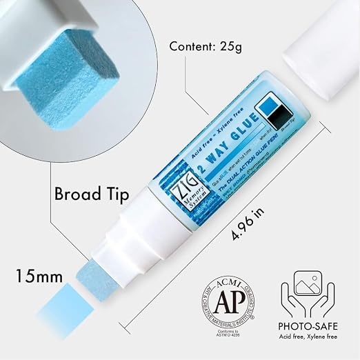 Zig Kuretake 2 Way Glue Stick Pen, Board Tip, 15mm Tip, AP-Certified, Made in - Image 2