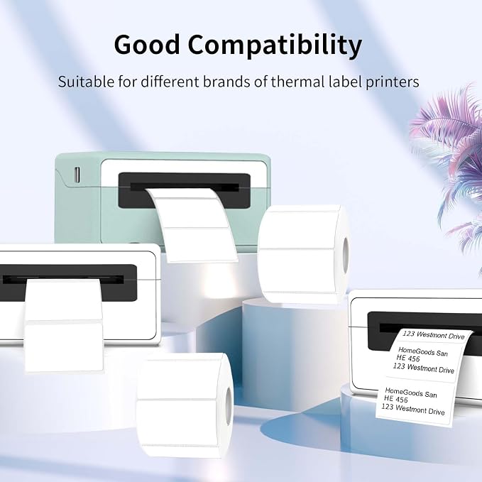 2.25"x1.25" White Thermal Sticker Labels, Self-Adhesive Direct Thermal Printer - Image 4