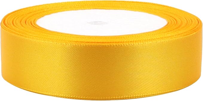 Yellow Solid Satin Ribbon 1 Inch 25 Yards Solid Polyester Fabric Ribbon - Image 3