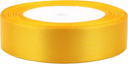 Yellow Solid Satin Ribbon 1 Inch 25 Yards Solid Polyester Fabric Ribbon - Image 3