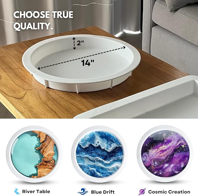 Alaskey® Premium Round Resin Table Silicone Mold 14"x2" and 10"x2" | Durable - Image 4