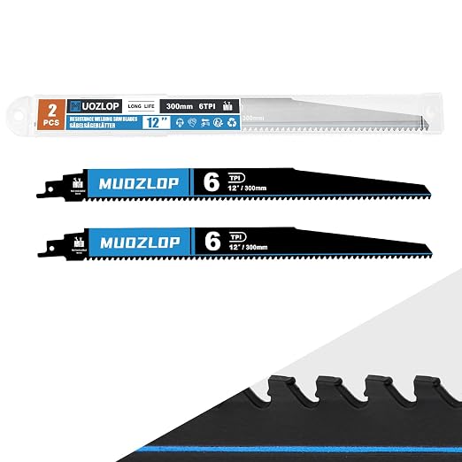 2 Pack 12 inch Reciprocating Saw Blades Set，6 TPI High Carbon Saw Blades by Unknown