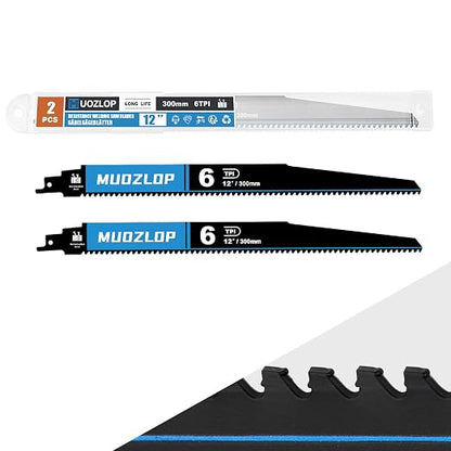 2 Pack 12 inch Reciprocating Saw Blades Set，6 TPI High Carbon Saw Blades by Unknown