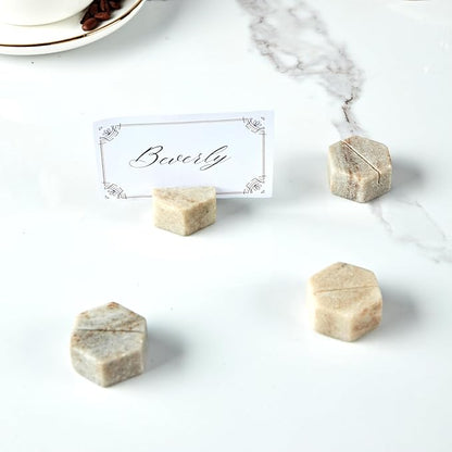 Marble Hexagon Place Card Holders, Unique Design Handmade Photo Display by Unknown