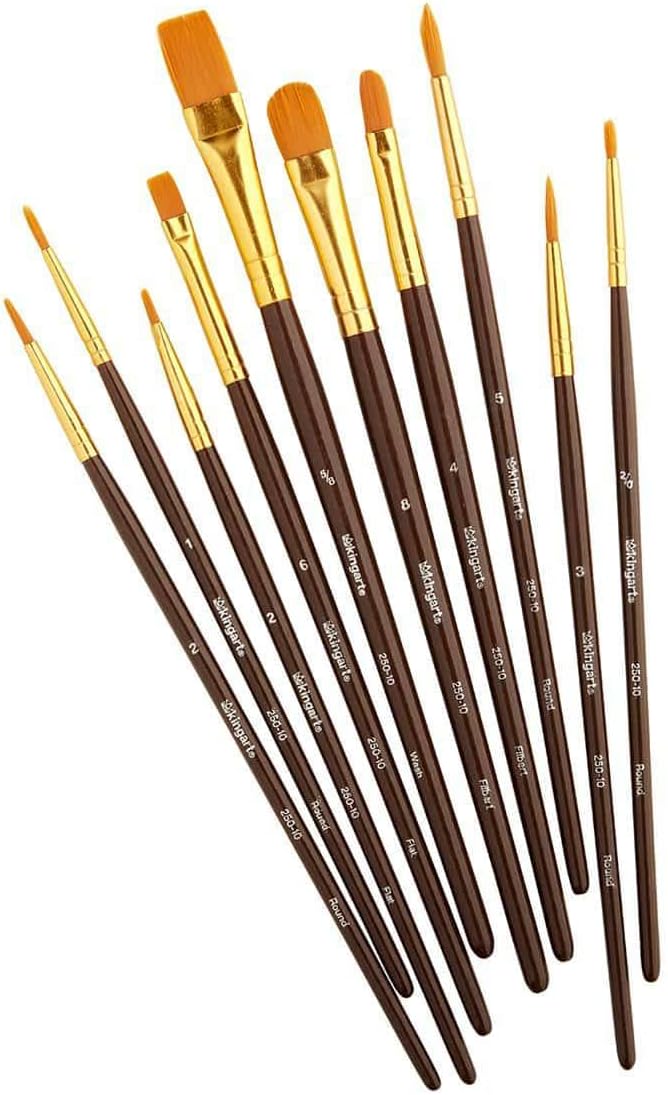 KINGART 10-Piece Paint Brushes, Acrylic Painting Brush Set, Watercolor Brushes - Image 5