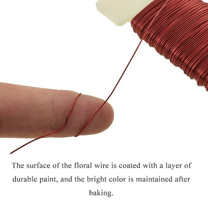 HAHIYO 26Gauge Red 1Roll Total 38Yards Metal Floral Wire Flexible Paddle Wire - Image 4