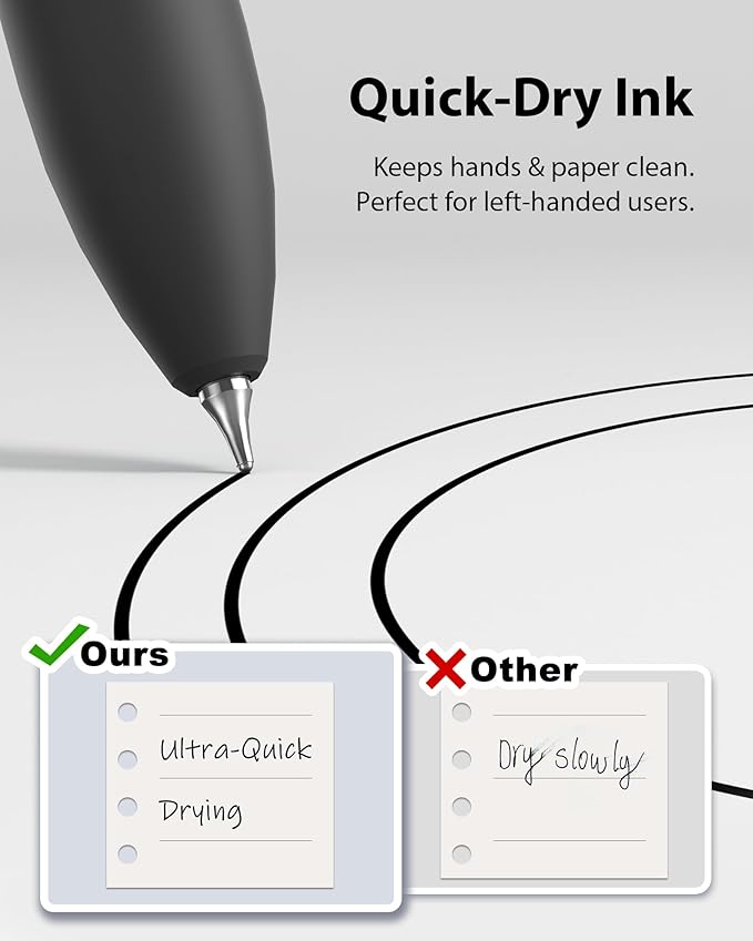 8 Pcs Gel Pens - 0.7mm Fine Point Smooth Writing Black Ink, Quick-Dry Long - Image 5