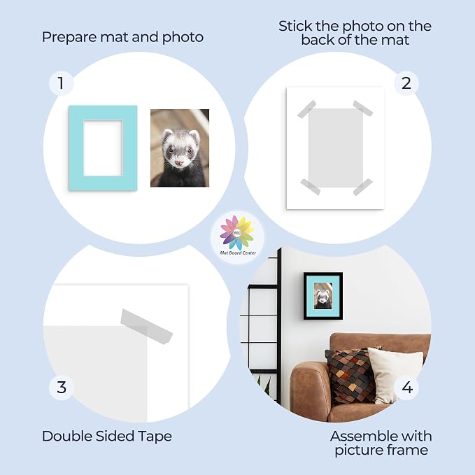 Mat Board Center, 8x10 Mixed Colors White Core Picture Mats Mattes Matting - Image 5