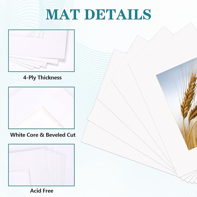 ZBEIVAN 8x10 White Picture Mats - Image 3