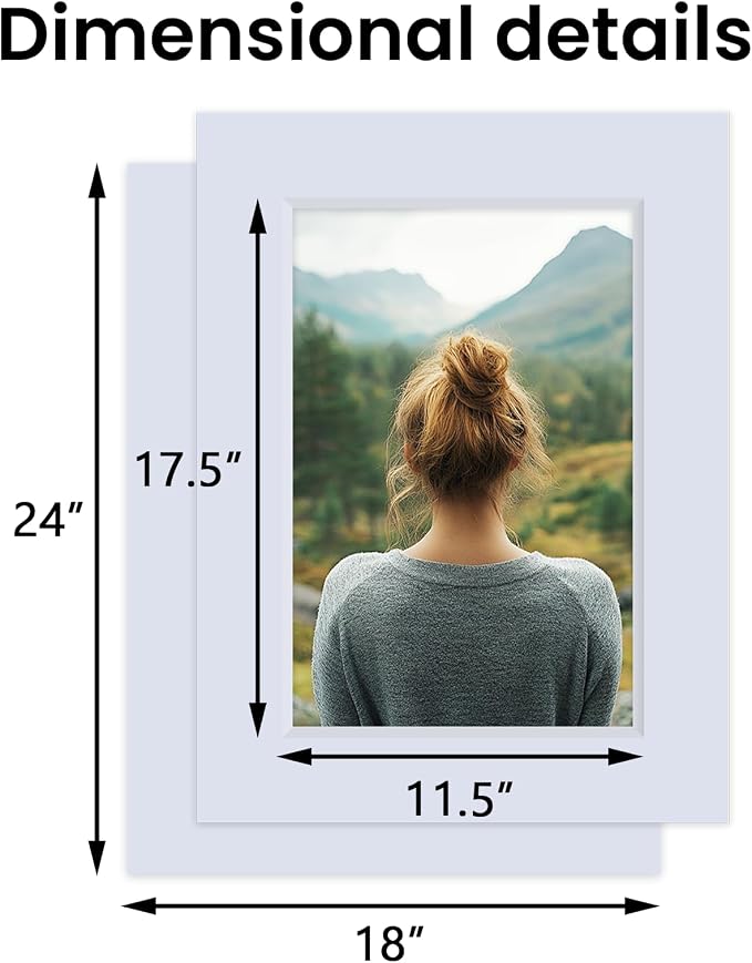 Falling in Art 5 Pack Acid Free 18x24'' White Picture Mats Board Show Kit - Image 2