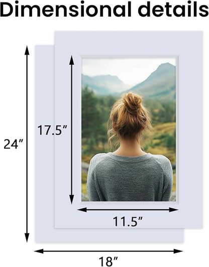 Falling in Art 5 Pack Acid Free 18x24'' White Picture Mats Board Show Kit - Image 2