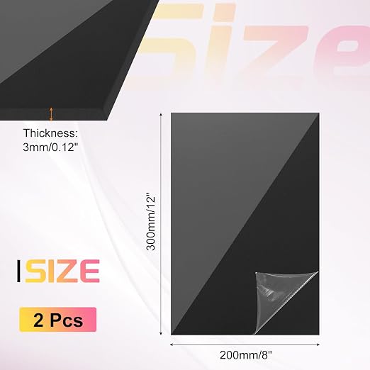uxcell 2Pcs Acrylic Sheets 12x8 Inch Acrylic Panel 1/8 Inch-3mm Plastic Board - Image 2