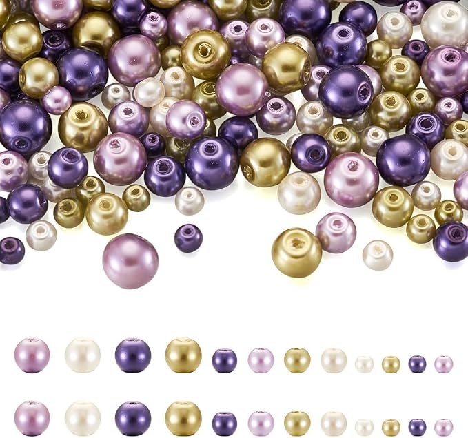 About 1840Pcs 4/6/8mm Glass Pearl Beads Pearlized Beads Multi Colors Round by EEEELECRELIVE