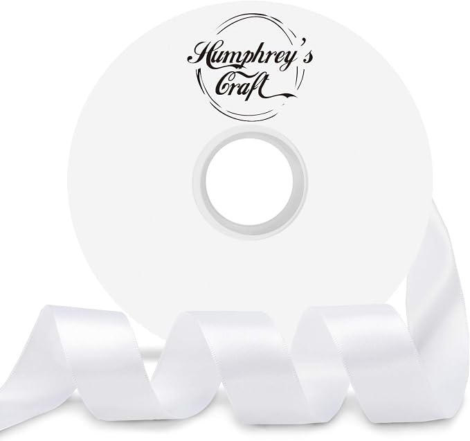 Satin Ribbon 1 Inch White Double Faced by HumphreysCraft