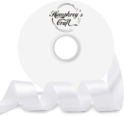 Satin Ribbon 1 Inch White Double Faced by HumphreysCraft