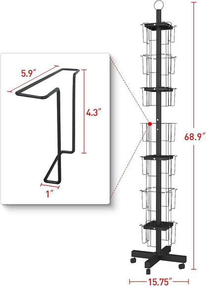 28 Pockets Countertop Rotating Greeting Card Rack, 7 Tier magazine Display - Image 4