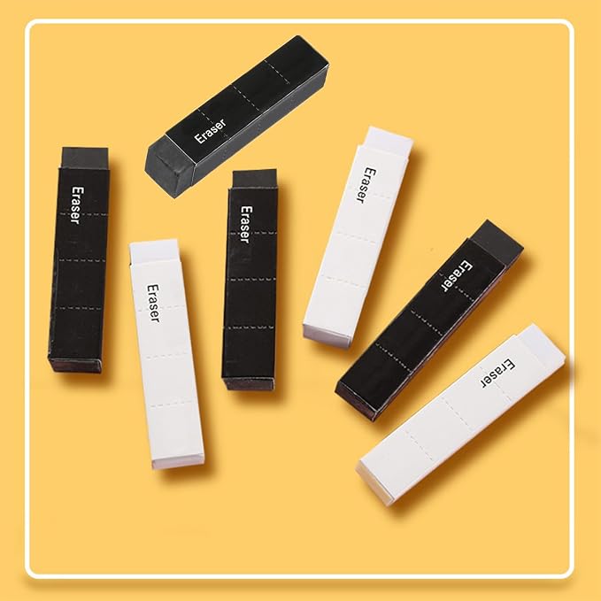 White and Black Erasers 7 Pack Pencil Erasers Cuboid Erasers - Image 3