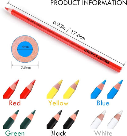 12 PCS Tailors Pencil Set, Sewing Fabric Pencils and Fabric Marker Pens - Image 6