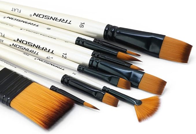 Transon Paint Brush Kit 10pcs Art Brushes and 1 Paint Spatula - Image 4