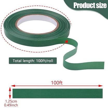 Prudiut 3 Roll Green Floral Tape Waterproof Florist Tape, 1/2" Wide Flower Wrap - Image 2