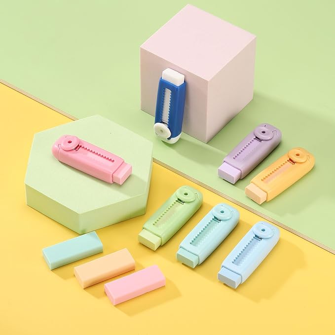 PATIKIL 4 Pack Erasers, Sliding Retractable Eraser Push Pull Cute Pencil - Image 6