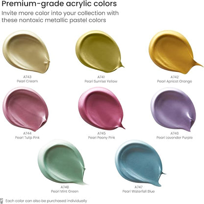 ARTEZA Pastel Acrylic Paint, Metallic Tones, 4.06 fl oz Tubes, High Viscosity - Image 2