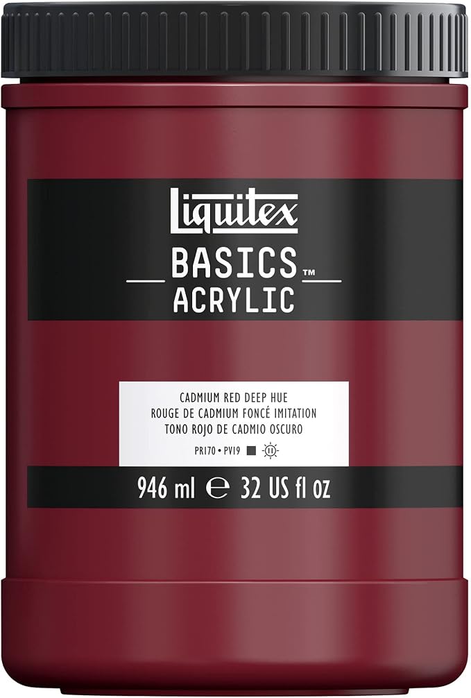 Liquitex BASICS Acrylic Paint, 946ml Jar, Cadmium Red Deep Hue by Liquitex