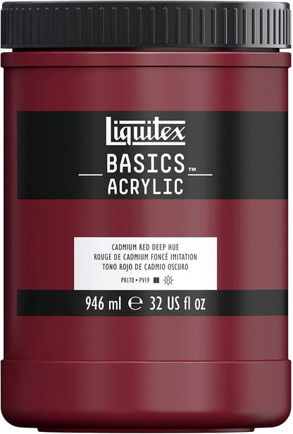 Liquitex BASICS Acrylic Paint, 946ml Jar, Cadmium Red Deep Hue by Liquitex