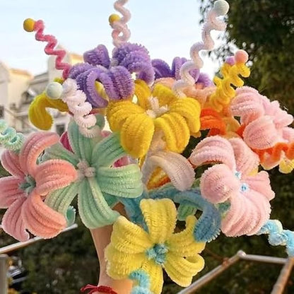 100 Pieces Pipe Cleaners Chenille Stem, Pastel Candy Color Pipe Cleaners Set - Image 8