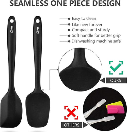 HOTEC 600℉ Heat Resistant BPA-Free Silicone Rubber Spatula Set, Kitchen Cooking - Image 5