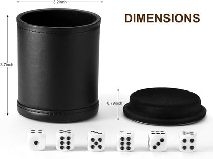 Felt Lined Dice Cup PU Leather Set, Quiet Shaker - Image 2