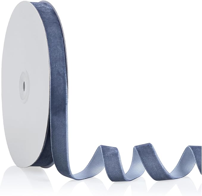 5/8" X 20 Yards Dusty Blue Velvet Ribbon by Bomybaw