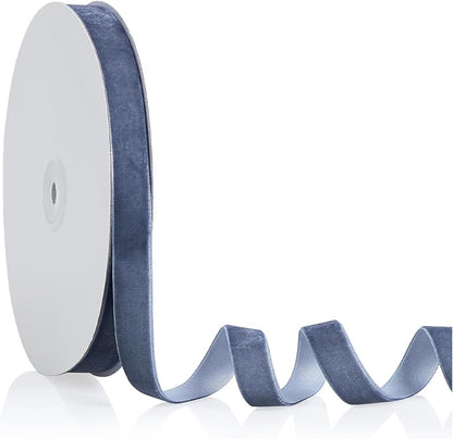 5/8" X 20 Yards Dusty Blue Velvet Ribbon by Bomybaw