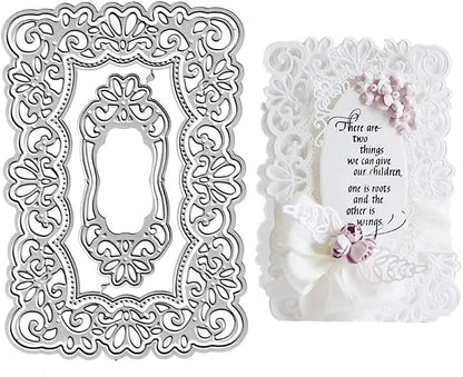 Lace Flowers Background Frame Cutting Dies, Lace Frame Die Cuts Metal Embossing by AHTOLS