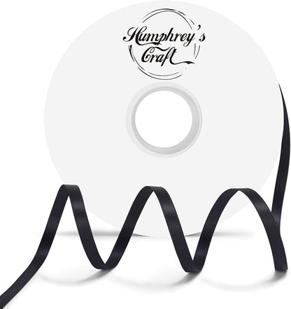 Humphrey's Craft 1/4 Inch Black Double Faced Satin Ribbon by HumphreysCraft