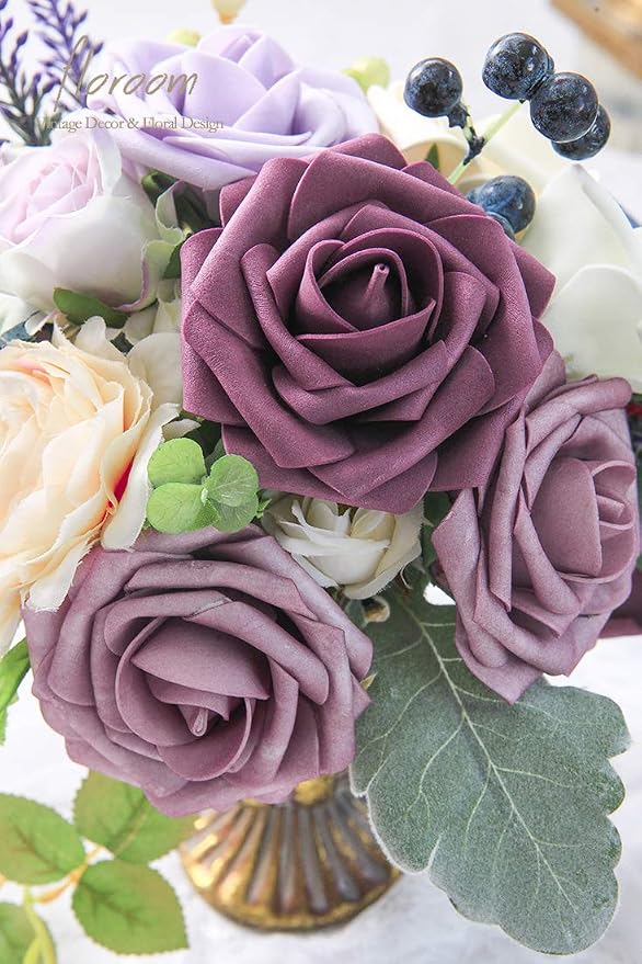 Floroom Artificial Flowers 25pcs Real Looking Rosy Brown Foam Fake Roses - Image 3