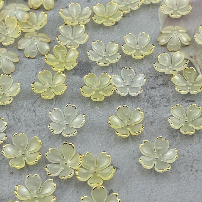 100pcs Acrylic Flower Beads, 19mm Cherry Blossom Plastic Gradient Flower Spacer - Image 3