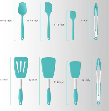 Silicone Spatulas Set Turners Tongs Cooking Utensils Set High Heat Resistant - Image 2