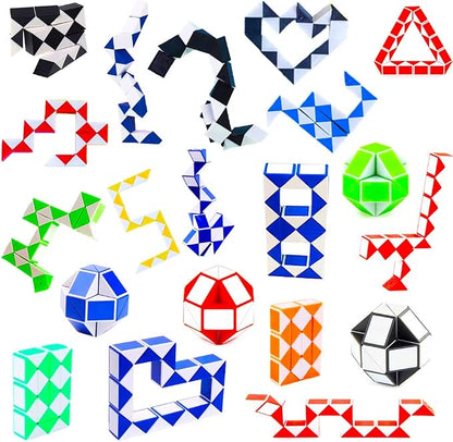 24 Pack 24 Blocks Fidget Snake Cube, Mini Snake Ruler Twist Puzzle Toys by NEEW