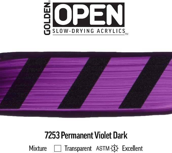 OPEN Slow-Drying Acrylics by GOLDEN, Permanent Violet Dark, 5 fl oz. tube - Image 6