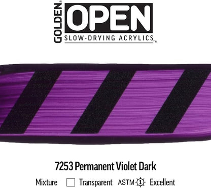 OPEN Slow-Drying Acrylics by GOLDEN, Permanent Violet Dark, 5 fl oz. tube - Image 6