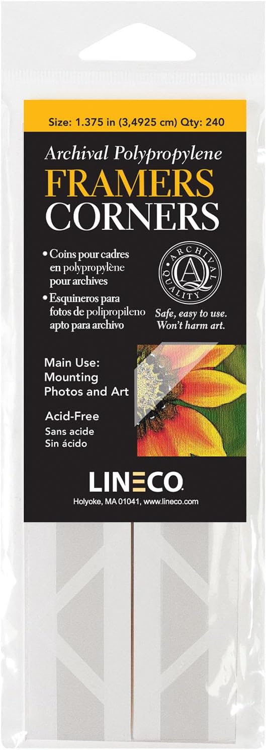 Lineco Archival Acid-Free Polypropylene Framers Corners, 1.375 Inches Mounting by Lineco