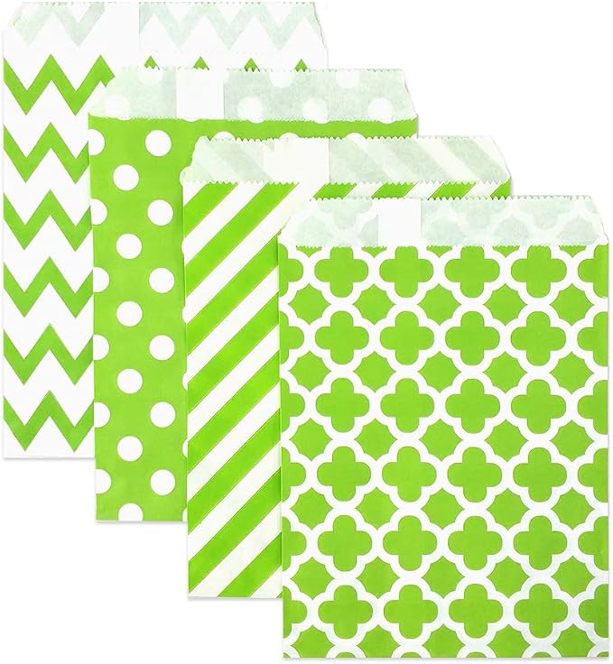 KEYYOOMY 100 Pcs Lime Green Candy Buffet Bags Small Cookie Bags Polka Dot Paper by KEYYOOMY