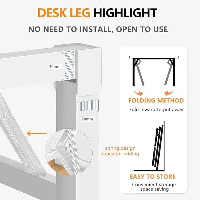 31.5 Inch Foldable Desks for Small Spaces, Foldable Desk No Assembly, Small - Image 4