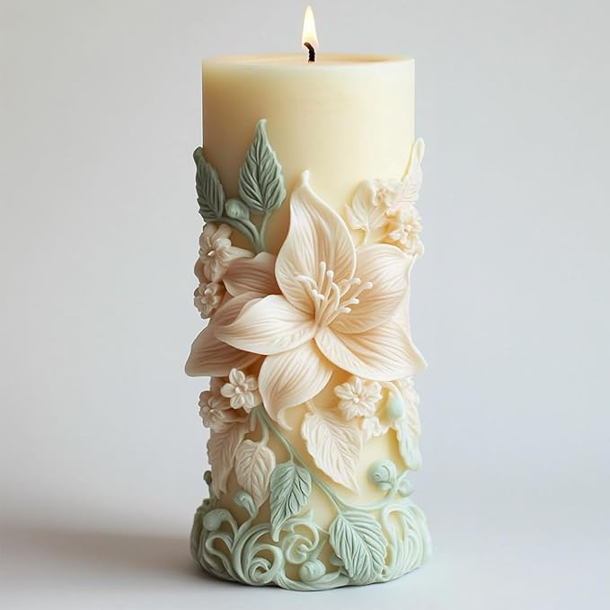 Elegant Lily Embossed Candle Molds - Image 2