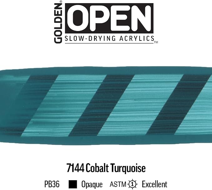 OPEN Slow-Drying Acrylics by GOLDEN, Cobalt Turquoise, 2 fl oz. tube, - Image 6