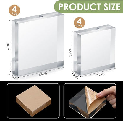 Remerry 8 Pieces Acrylic Display Block 3 x 3 x 1 Inch - Image 3
