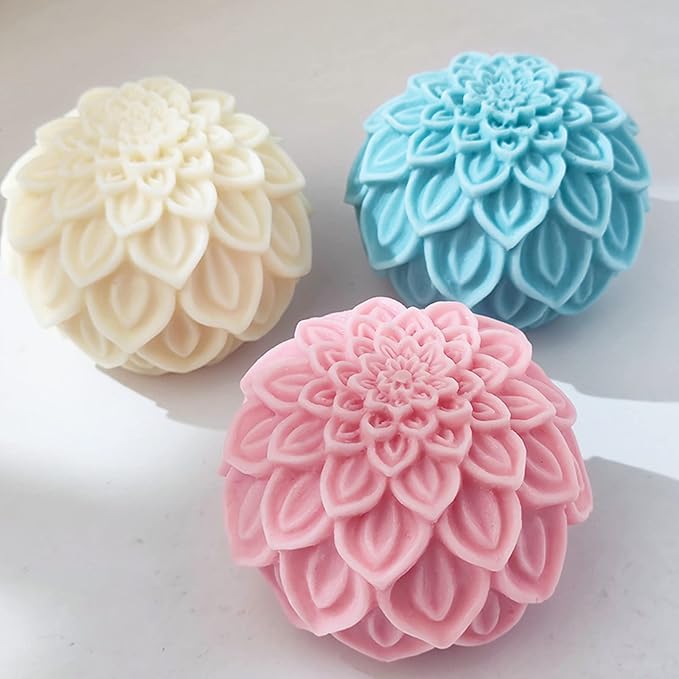 Nasturtium Ball Candle Silicone Mold Lotus Petal Flower Soap Mold - Image 6