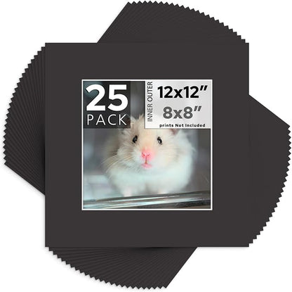 Mat Board Center, 12x12 for 8x8 Black Mats by MatBoardCenter